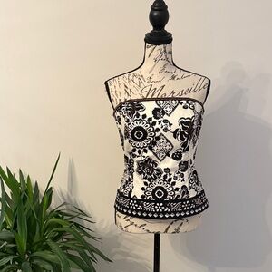 White House Black Market Floral Strapless Top